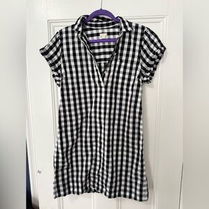 J crew black and white gingham shift dress size L